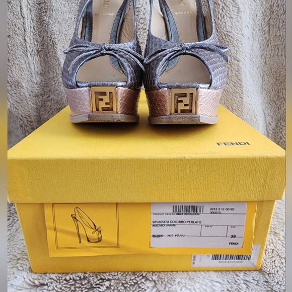 Fendi Shoes | Fendi Python Slingback Pumps. Spuntata Colubro Perlato Size 38 - Picture 2 of 6